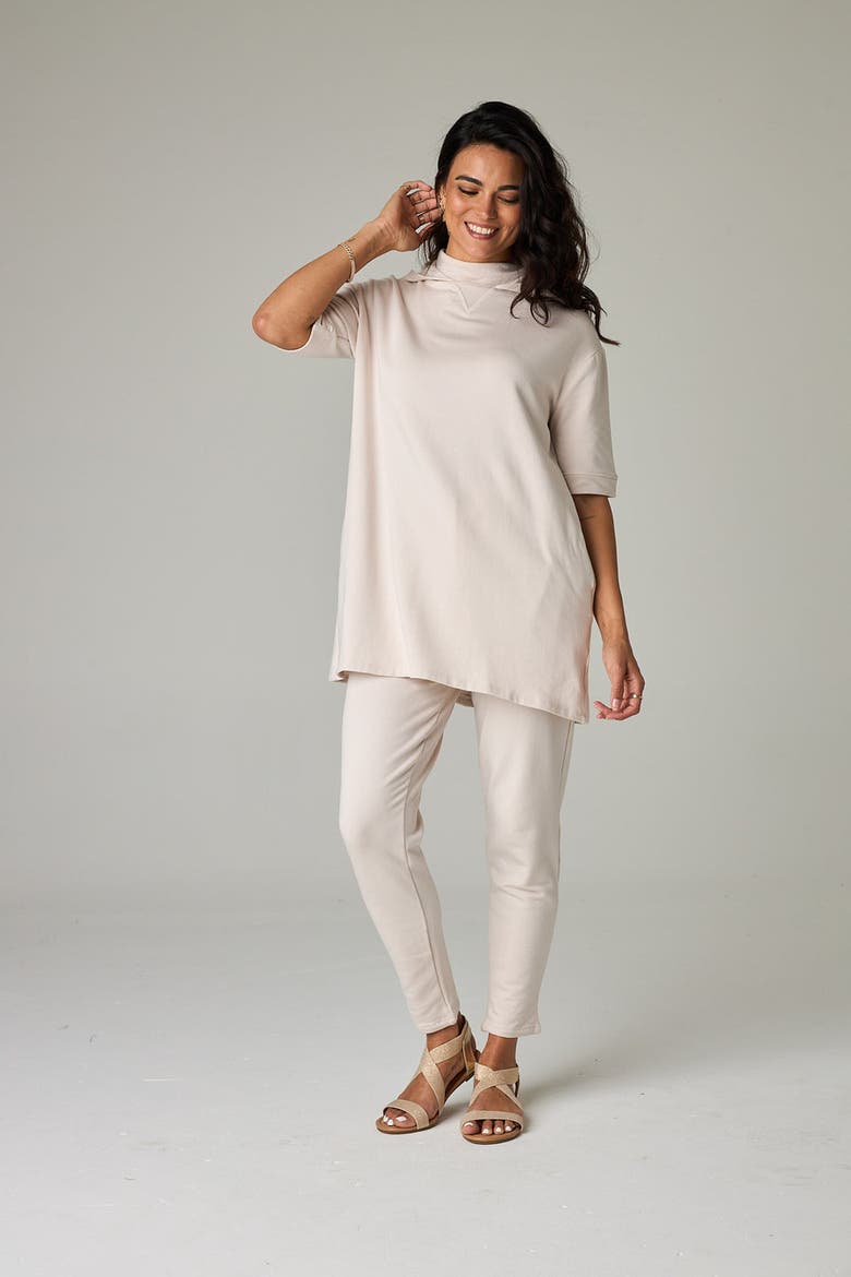Malawi Eco-Luxe Fleece Hooded Tunic/Dress - Cloud-Soft Comfort, Alternate, color, Bone
