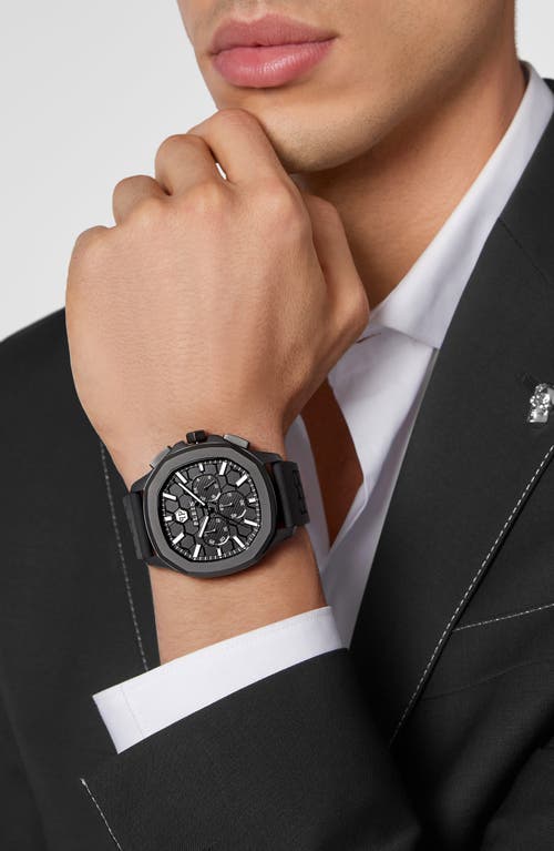 Philipp Plein Men's Chronograph Spectre Black Silicone Strap Watch 44mm