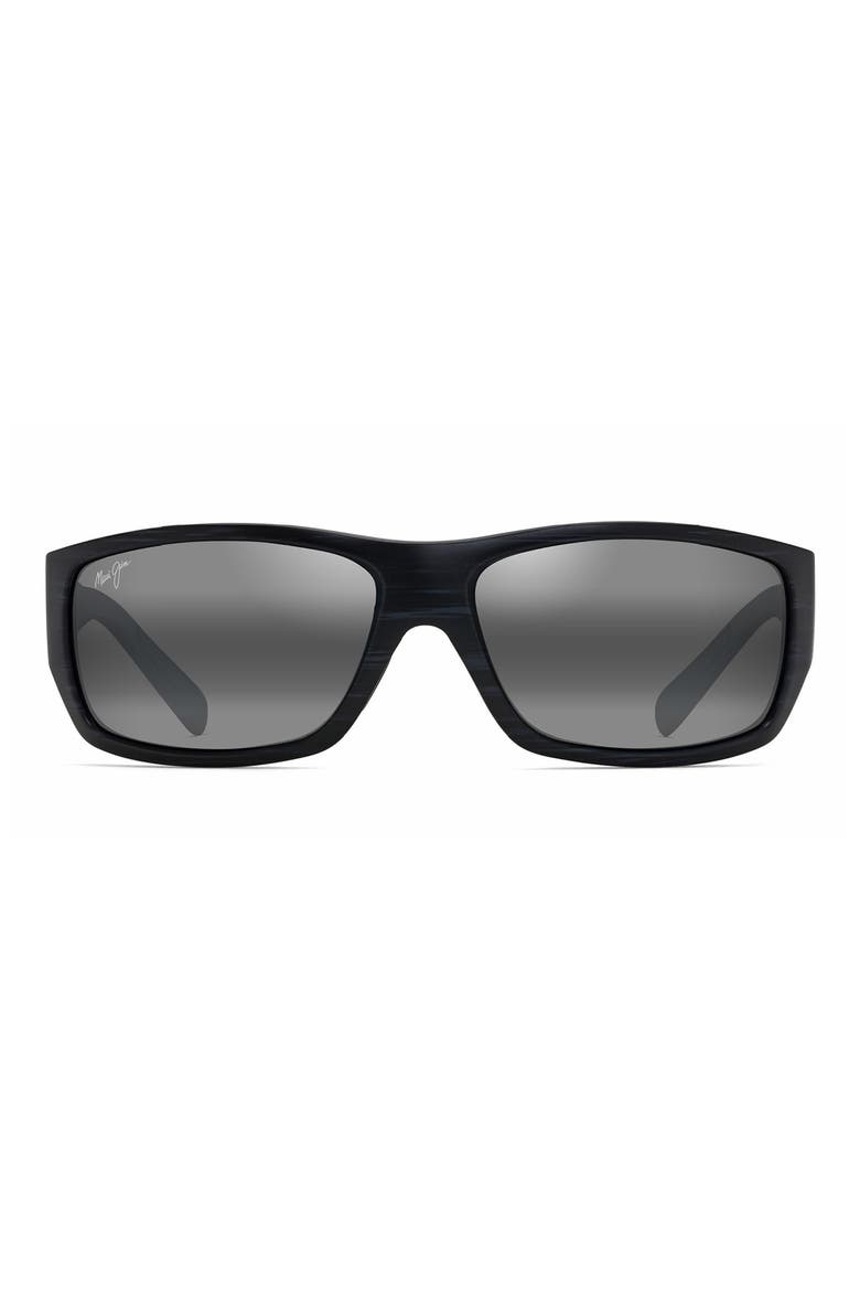 Wassup 60.5mm Polarized Sport Sunglasses, Main, color, MATTE BLACK WOOD GRAIN/ GREY