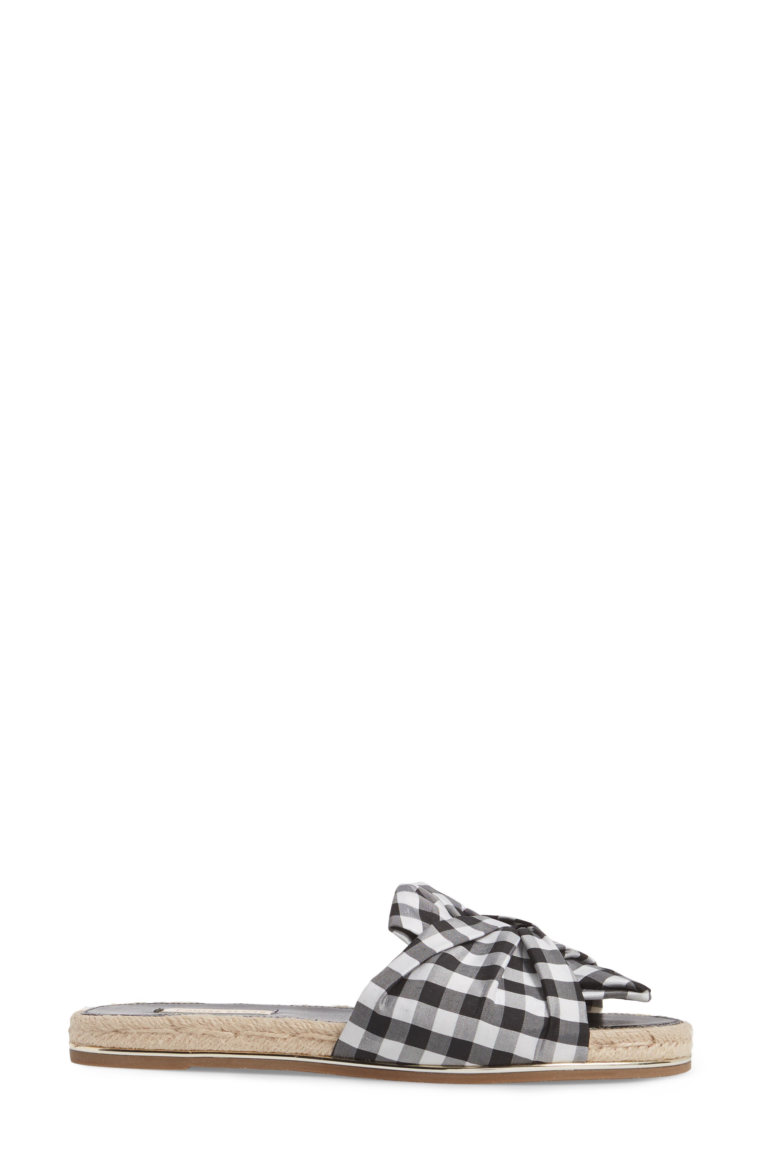 Camille Espadrille Slide Sandal, Alternate, color, BLACK/ WHITE GINGHAM FABRIC