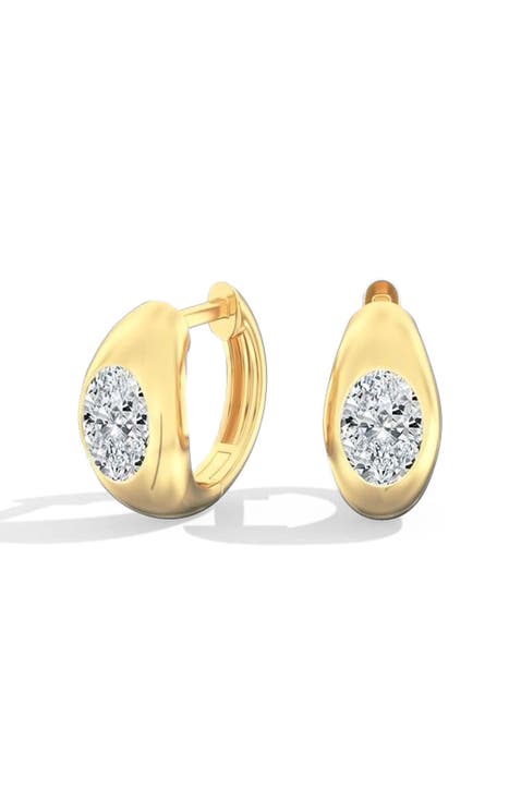 Oval Domed Lab Diamond Huggie in 14K Gold