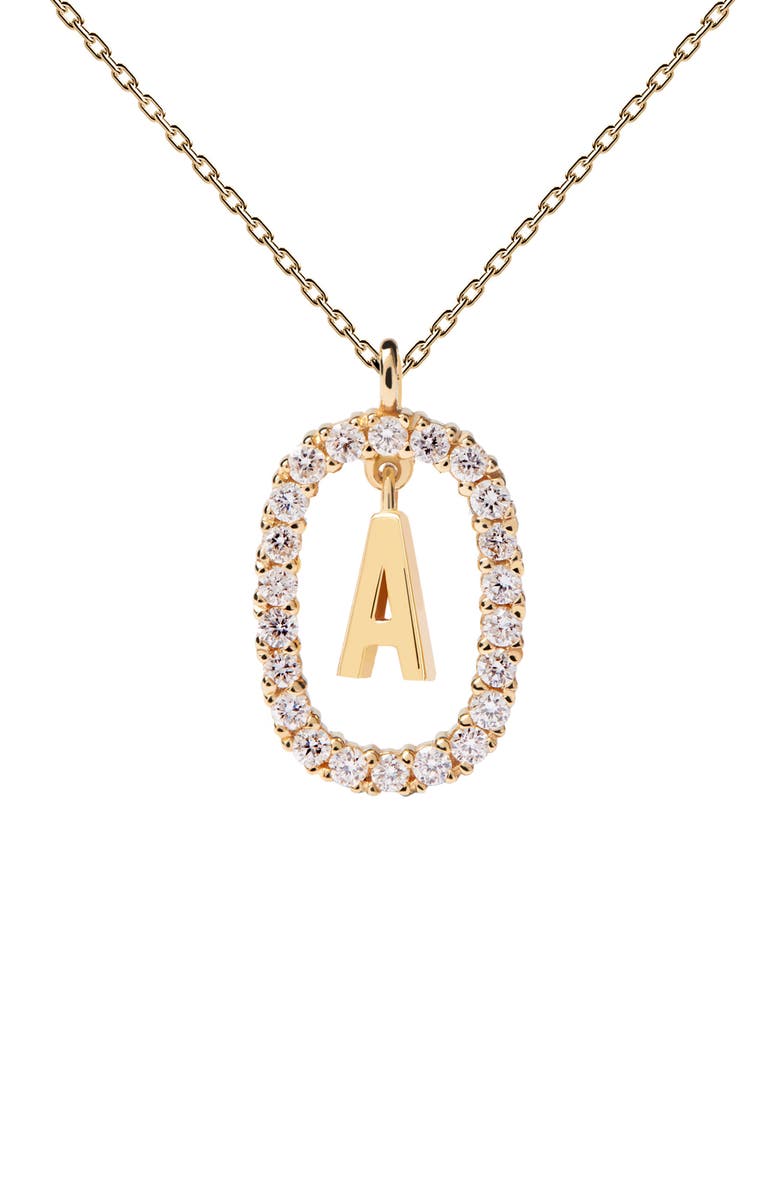 PDPAOLA Diamonds And Gold Letter Necklace, Main, color,