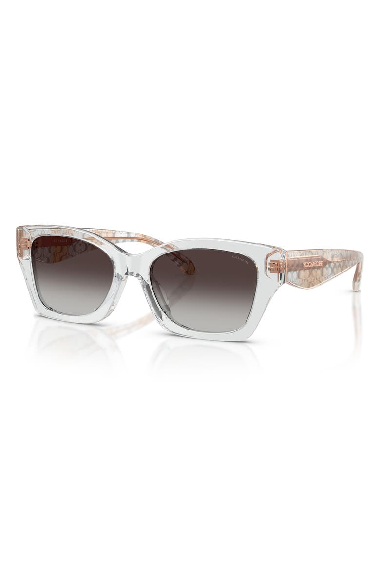 COACH 54mm Gradient Rectangular Sunglasses, Alternate, color, Transparent Grey / Grey