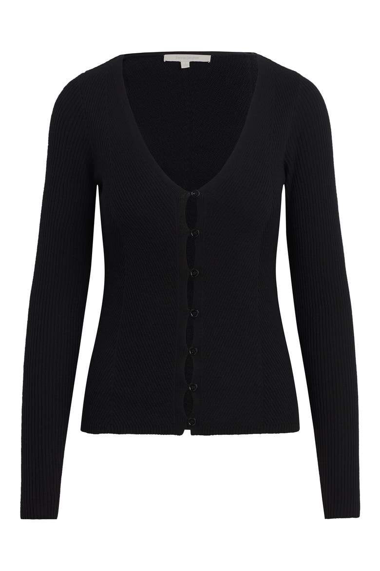 The Serena Rib Merino Wool Cardigan, Alternate, color, BLACK