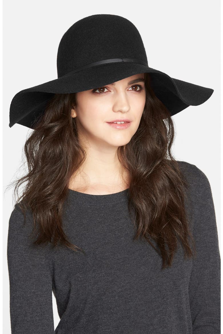 Floppy Felt Hat, Main, color, BLACK/ BLACK