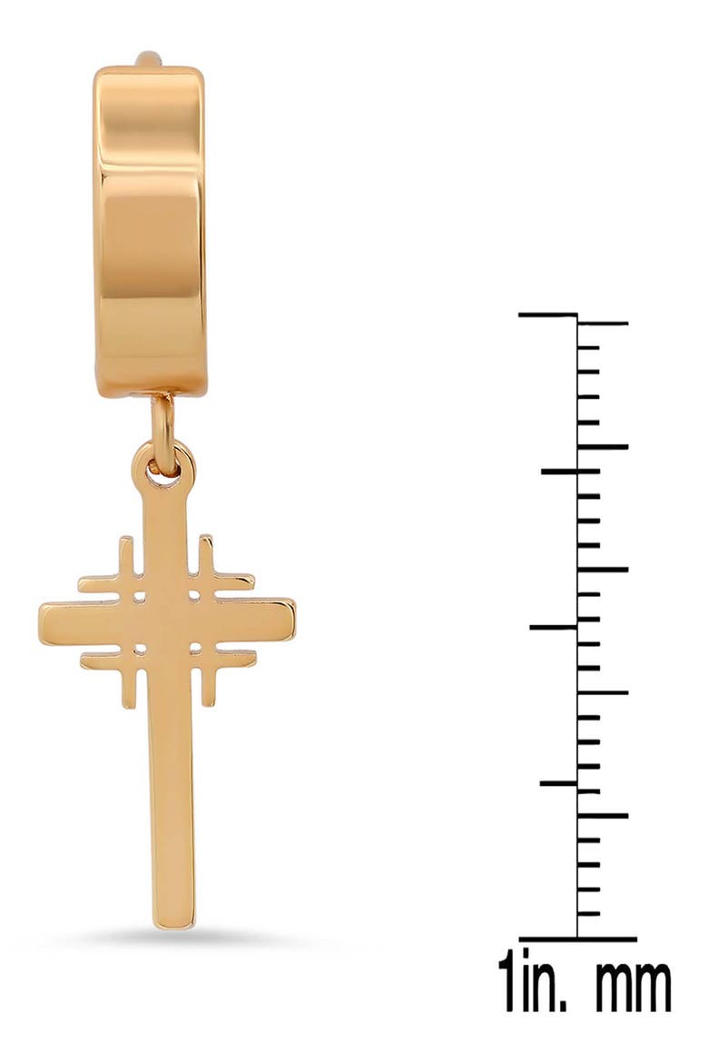 18k Gold Plated Cross Huggie Hoop Earrings, Alternate, color, GOLD