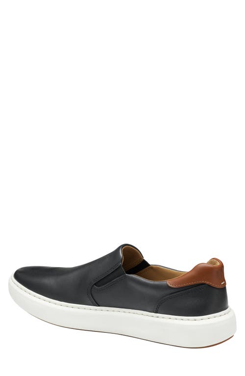 Johnston & Murphy Anders Slip-on Sneaker In Black Full Grain