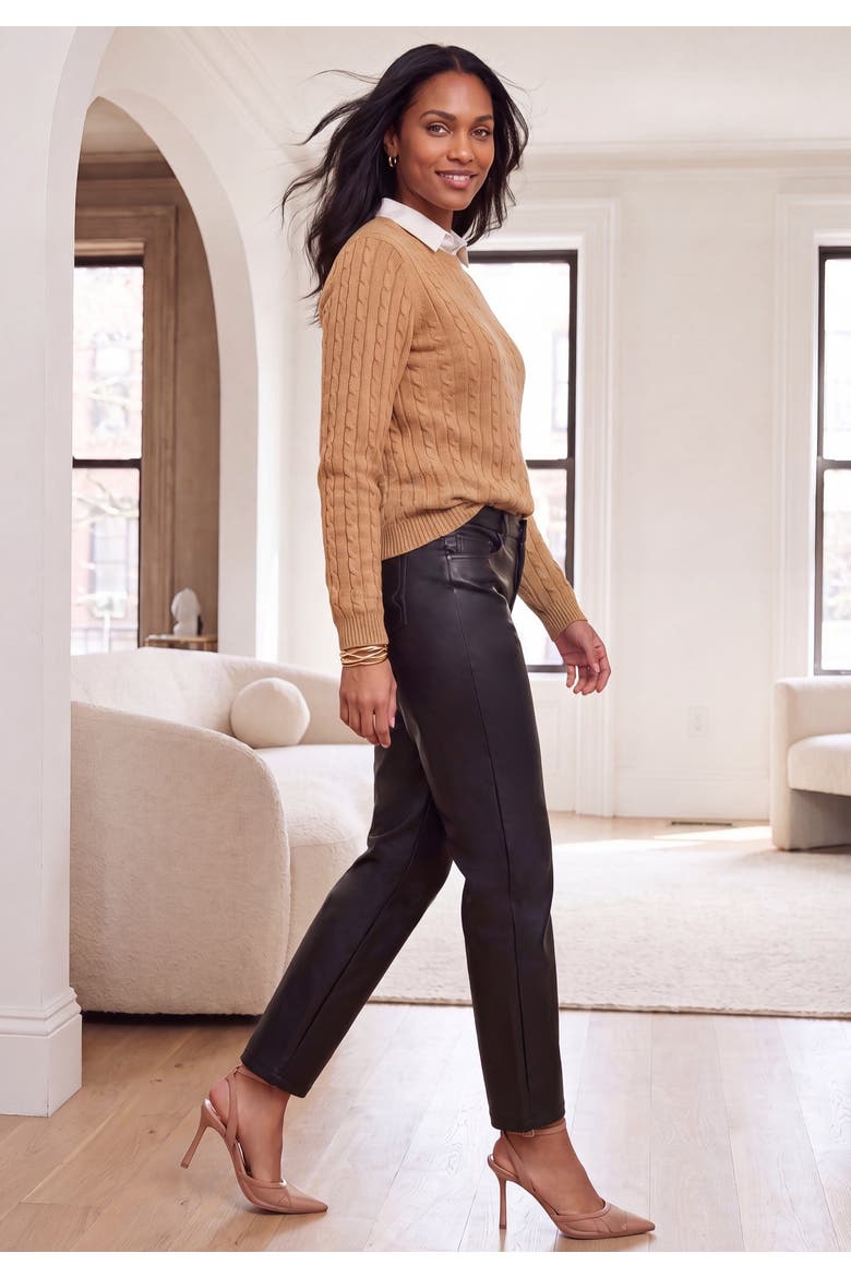 Cable Crewneck Sweater (plus), Alternate, color, RICH BROWN