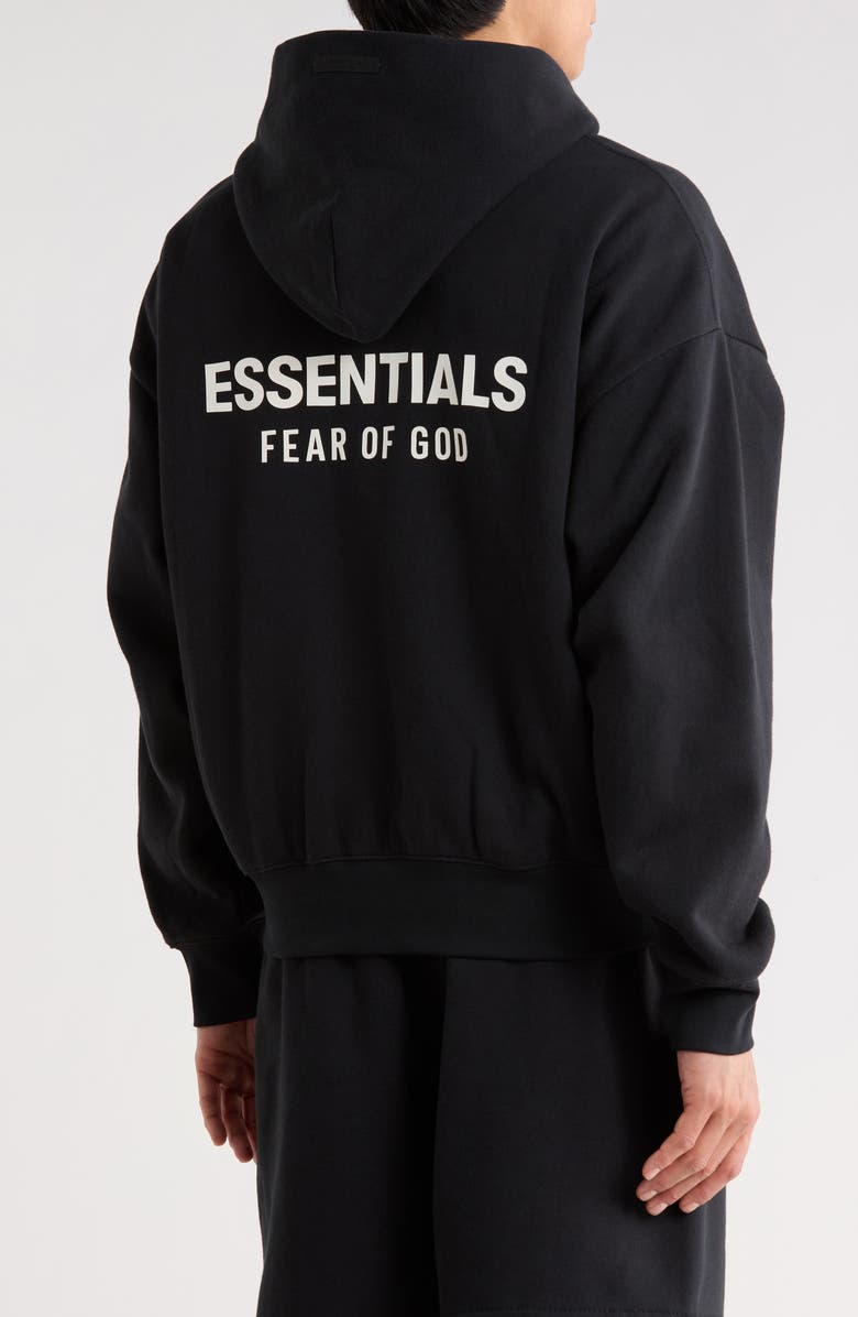 Fear of God Essentials Classic Fit Fleece Zip Hoodie, Alternate, color, Vintage Black/ White