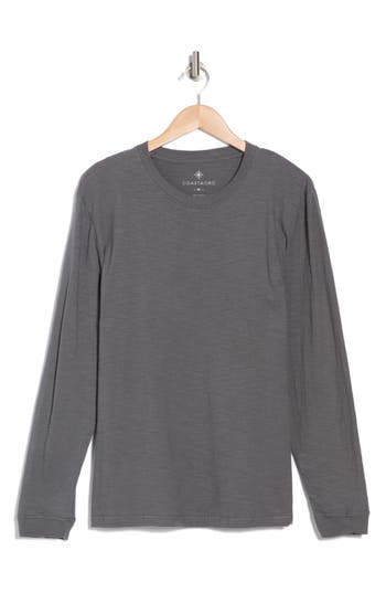 Coastaoro Long Sleeve Slubby Crewneck T-shirt In Charcoal