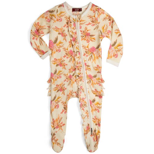 Milkbarn Organic Cotton Ruffle Zipper Footed Romper In Multi