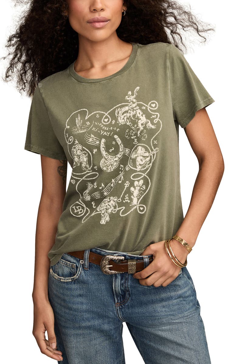Lucky Brand Western Rope Frame Cotton Graphic T-Shirt, Main, color, Thyme