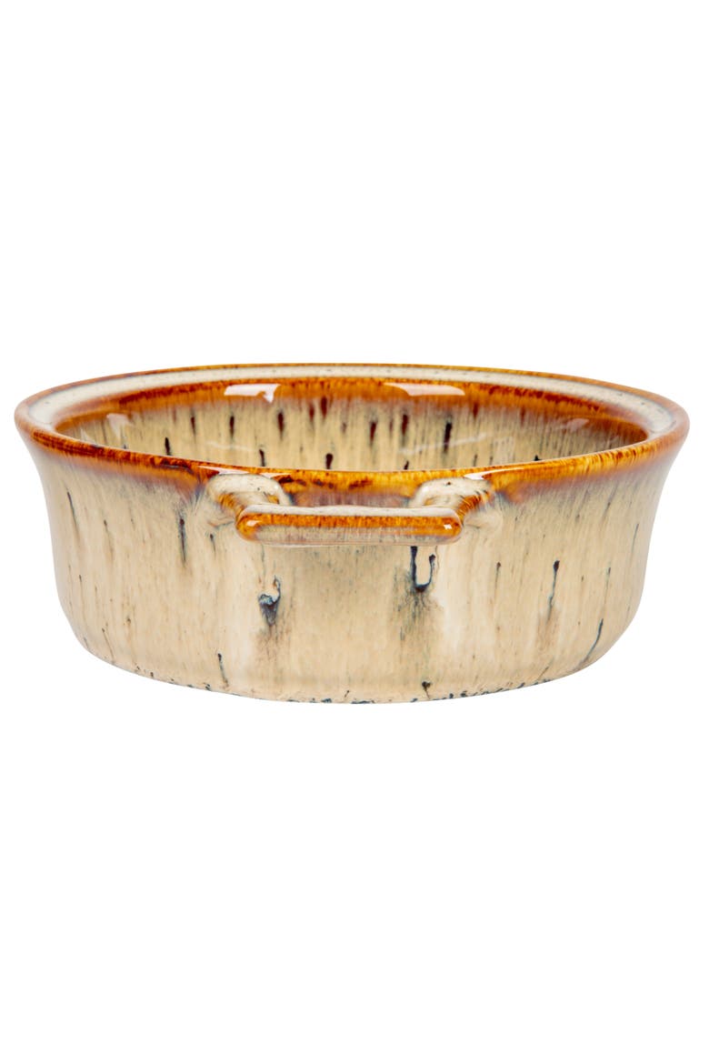 9 Inches Stoneware Brie Baker with Wood Canapé Spreader Knife, Alternate, color, Brown