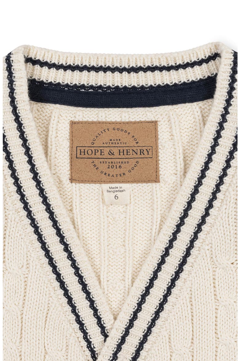 Kids' Organic Cable Cardigan Sweater with Tipping, Alternate, color, Ivory Cable