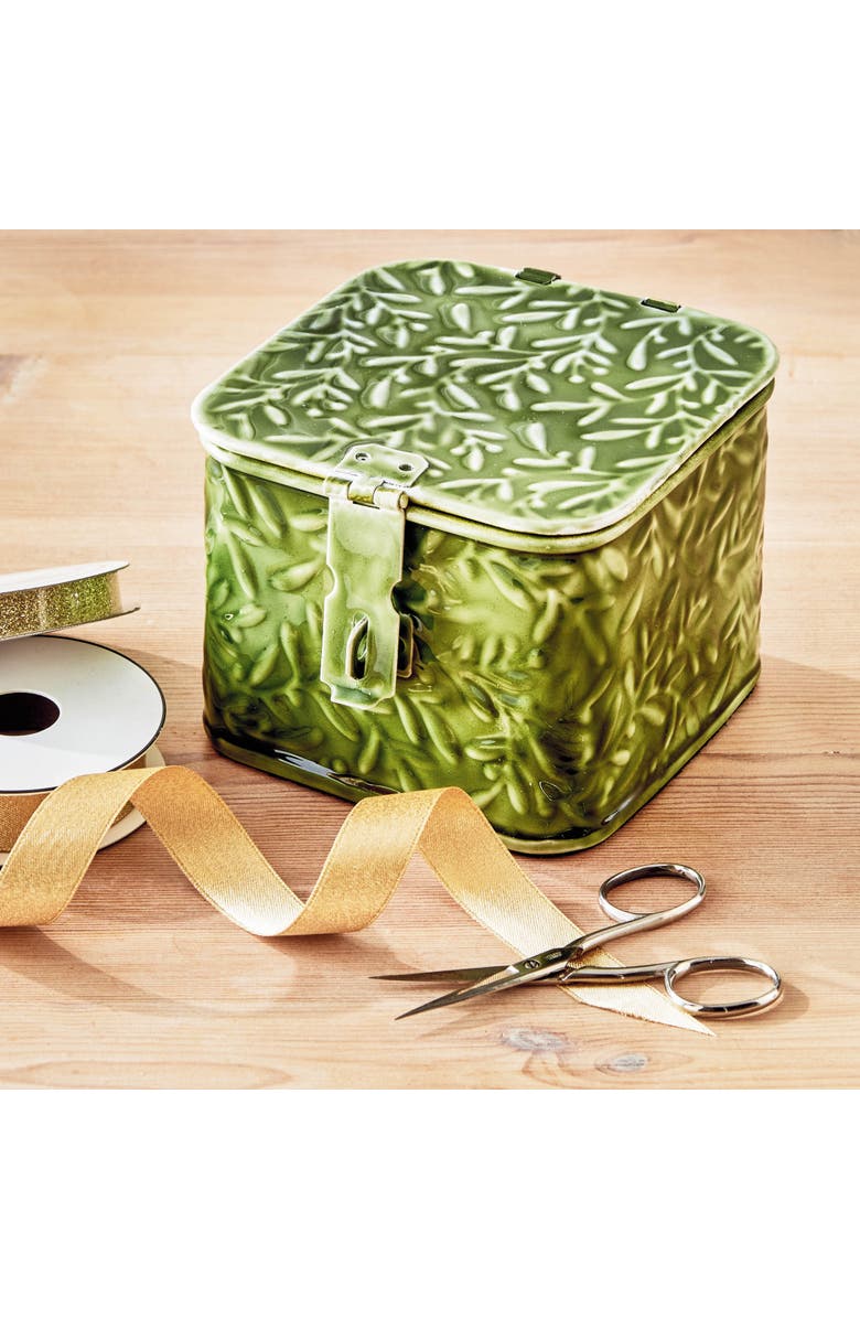 tag Botanical Trinket Box Decorative Enamel for Christmas Green, Alternate, color, Green