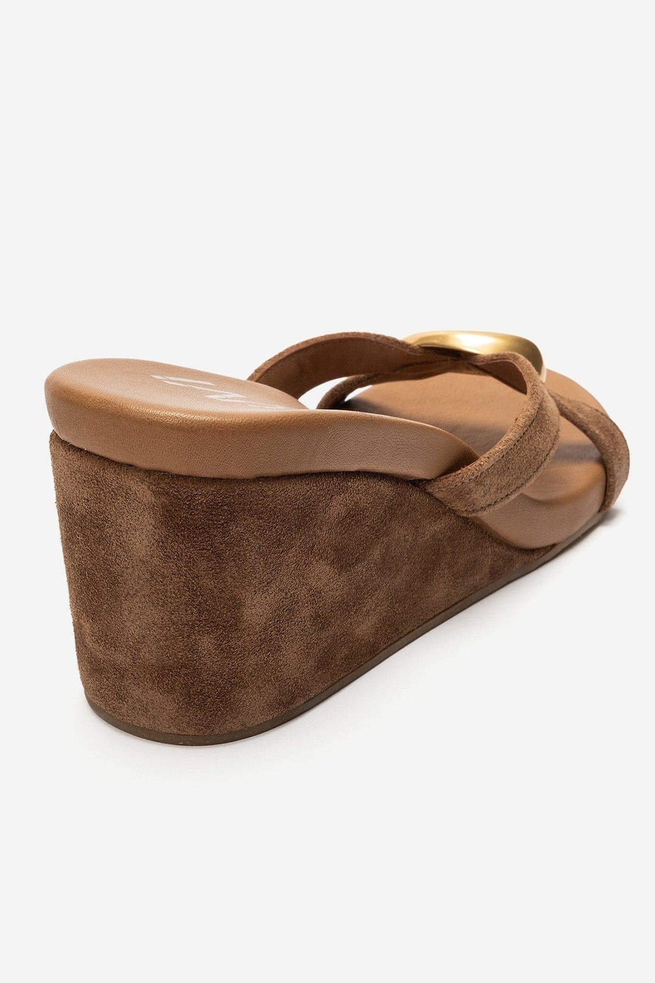 Caterina Leather Wedge Sandal, Alternate, color, Cognac Suede