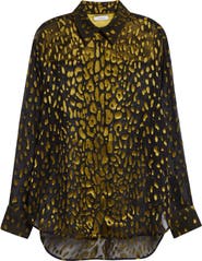 FERRAGAMO Devoré Silk Blend Georgette Button-Up Shirt