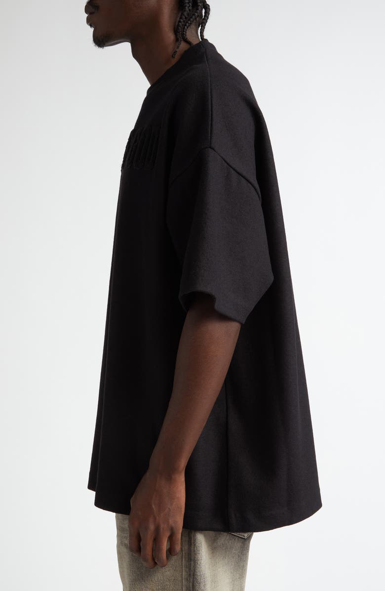 Fear of God Logo Patch Short Sleeve Merino Wool T-Shirt, Alternate, color, Black