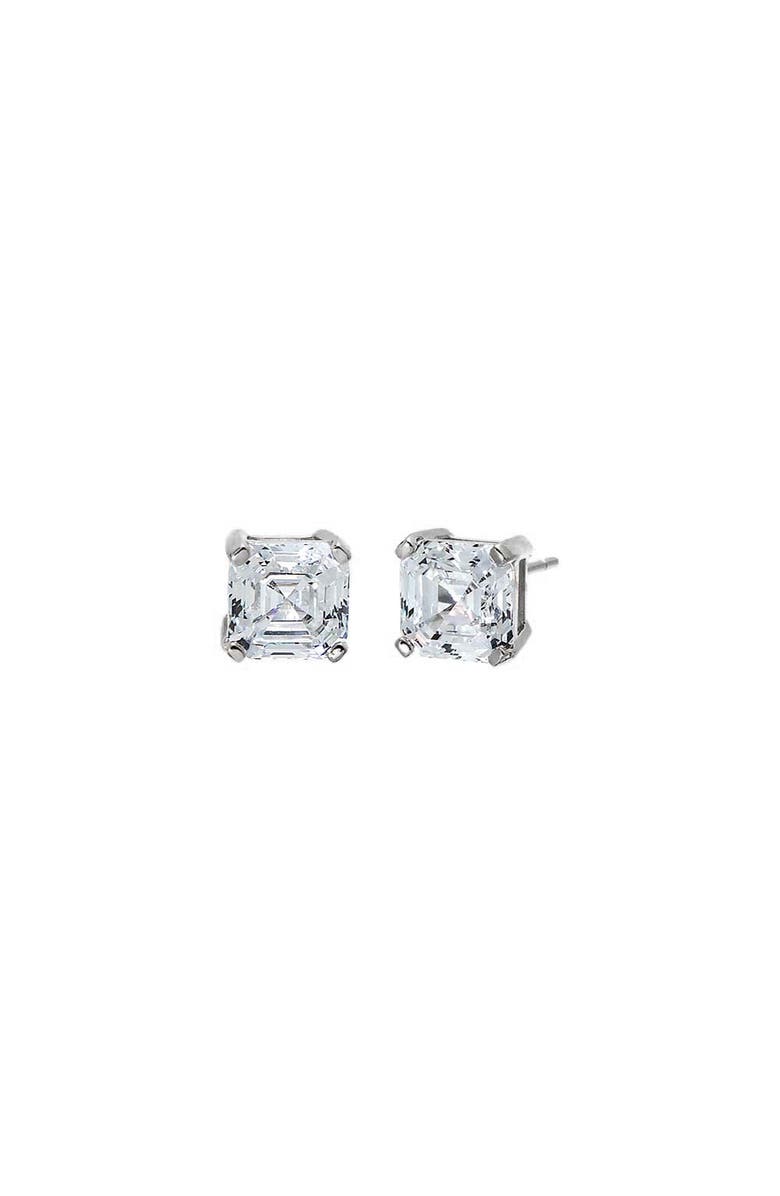 BY ADINA EDEN Cushion Solitaire CZ Stud Earring, Main, color, Silver