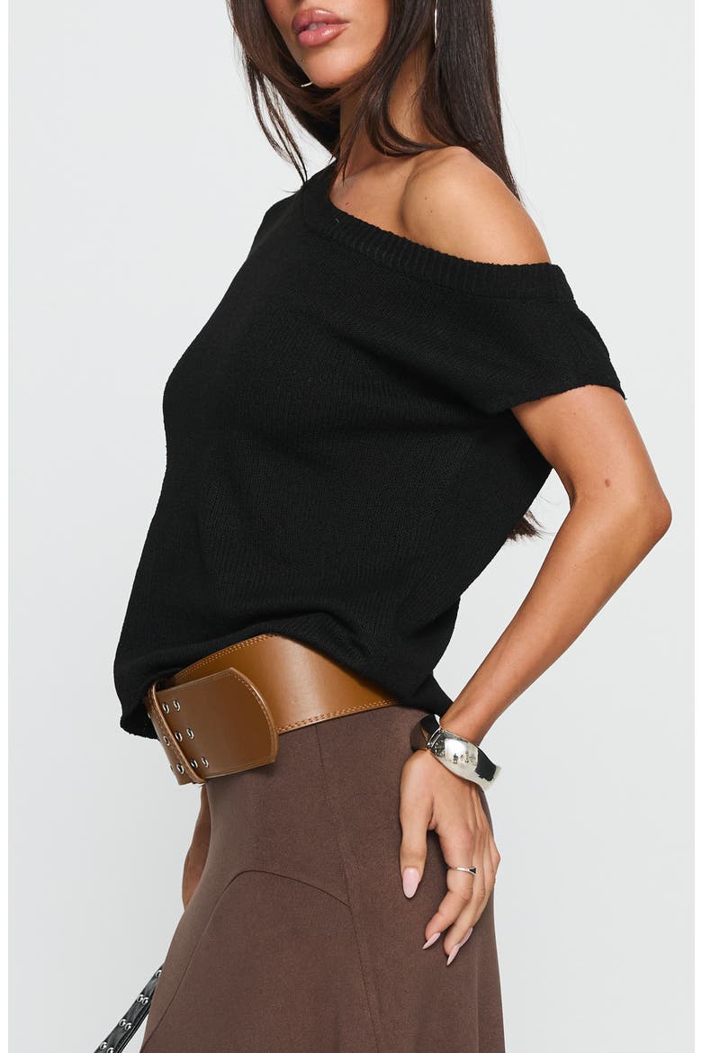 Ashfield One-Shoulder Sweater, Alternate, color, BLACK