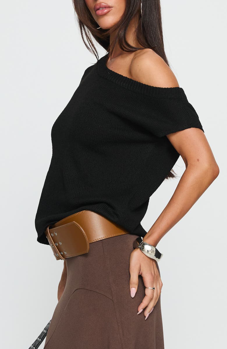 Princess Polly Ashfield One-Shoulder Sweater, Alternate, color, Black