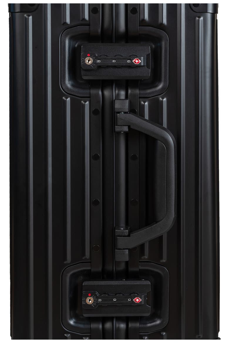 Aluminum Hardside Spinner Suitcase Carry-On, Alternate, color, BLACK