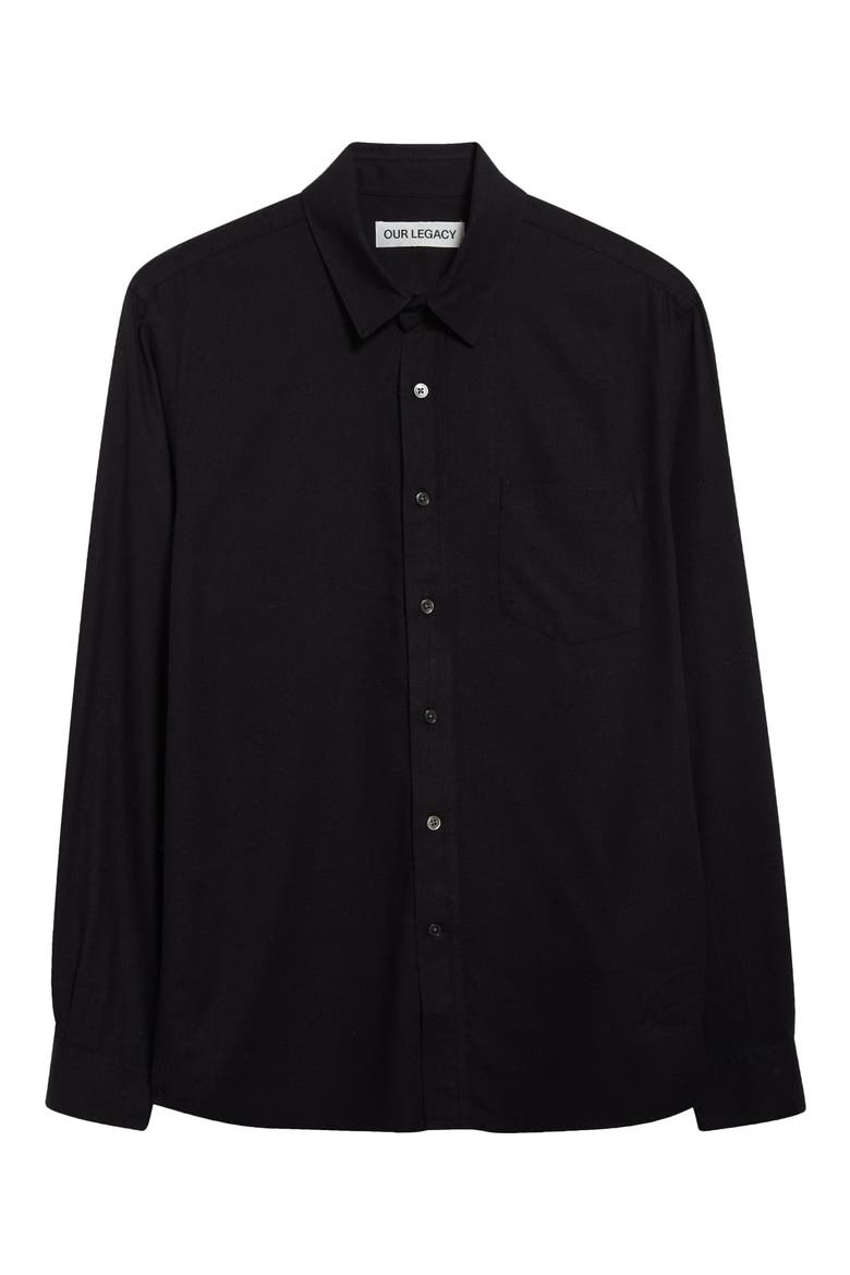 Classic Silk Button-Up Shirt, Alternate, color, BLACK SILK