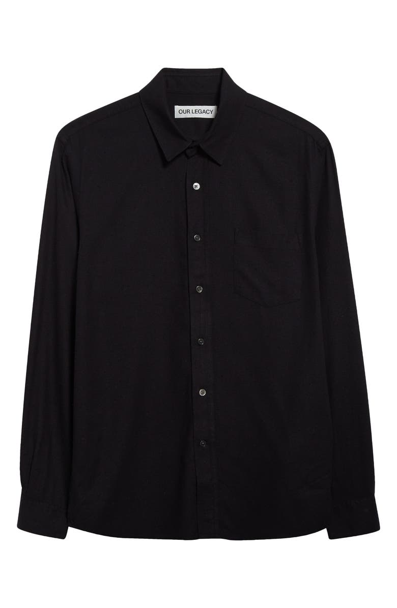 OUR LEGACY Classic Silk Button-Up Shirt, Alternate, color, Black Silk