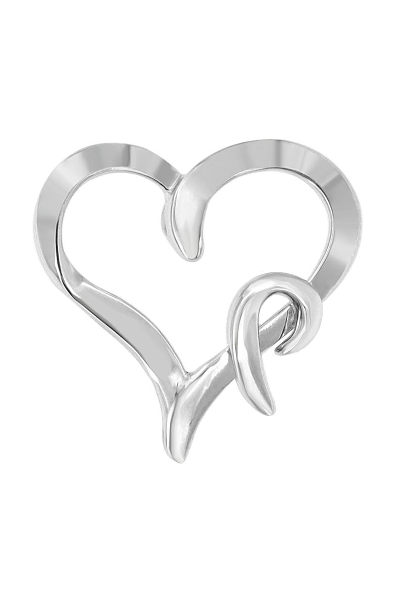 .925 Sterling Silver Heart Shaped Pendant Necklace, Main, color, White