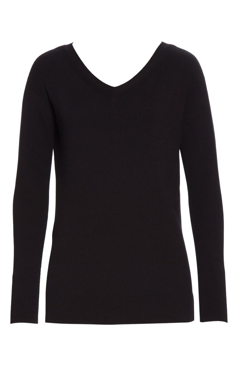 Lafayette 148 New York Wide V-Neck Tunic Sweater, Alternate, color, 