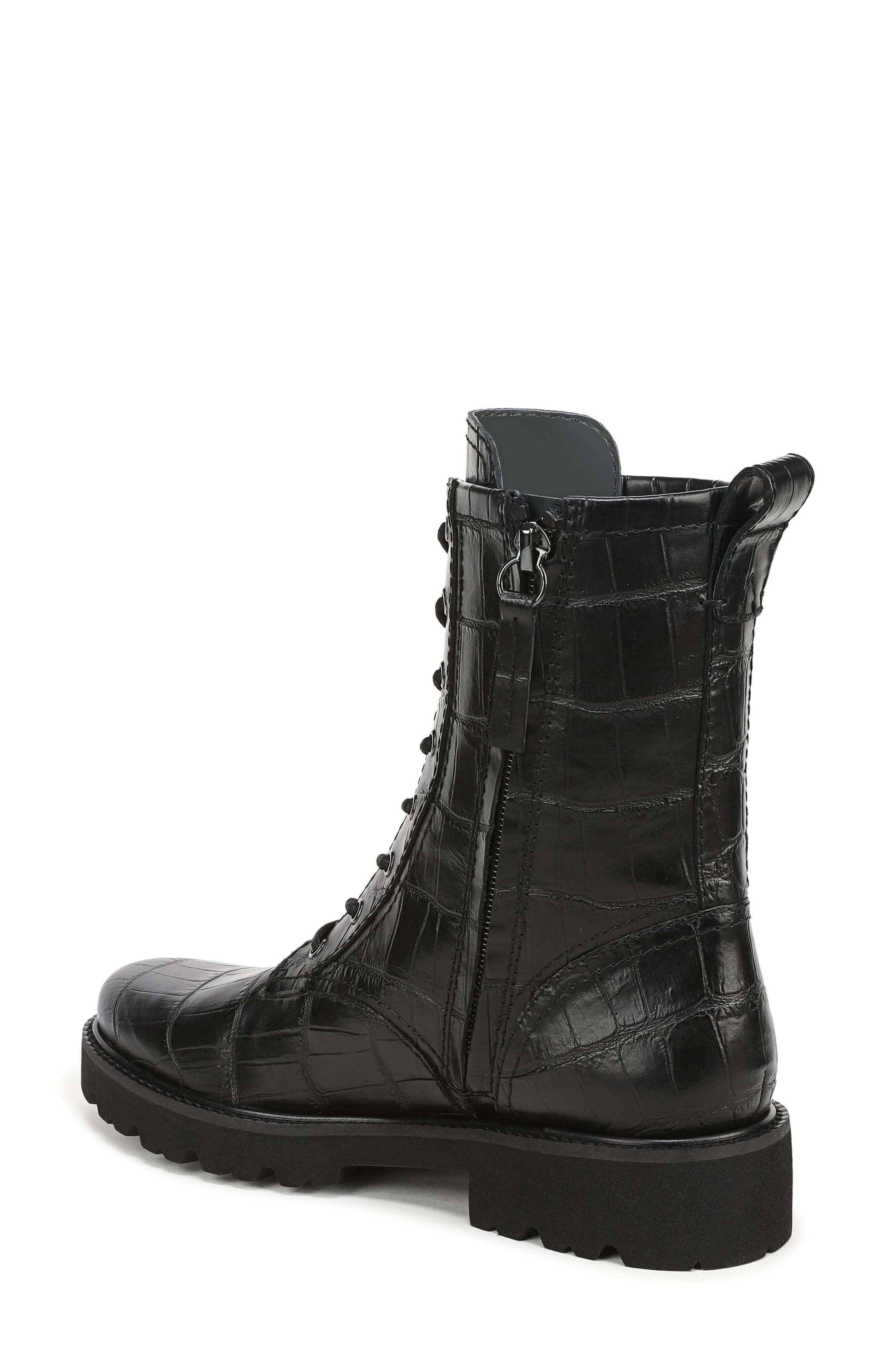 Safira Leather Combat Boot, Alternate, color, BLACK LEATHER WIDE