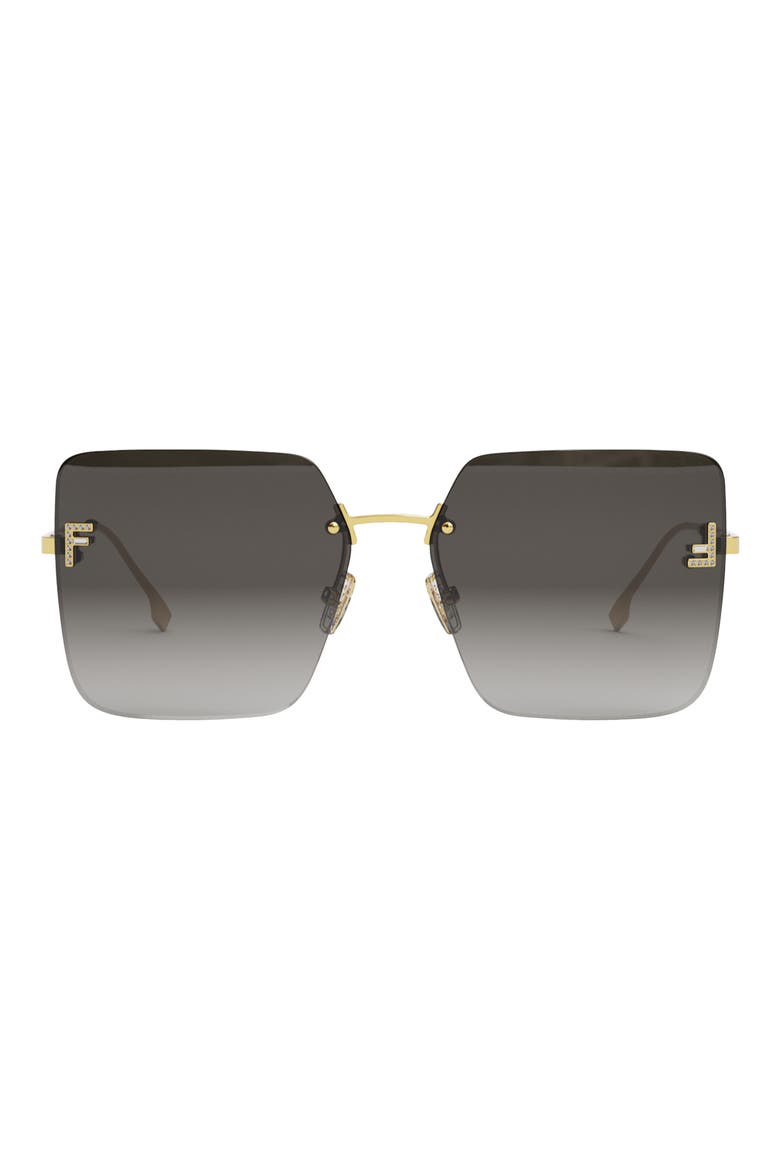 'Fendi First 59mm Geometric Sunglasses, Main, color, SHINY ENDURA GOLD METAL