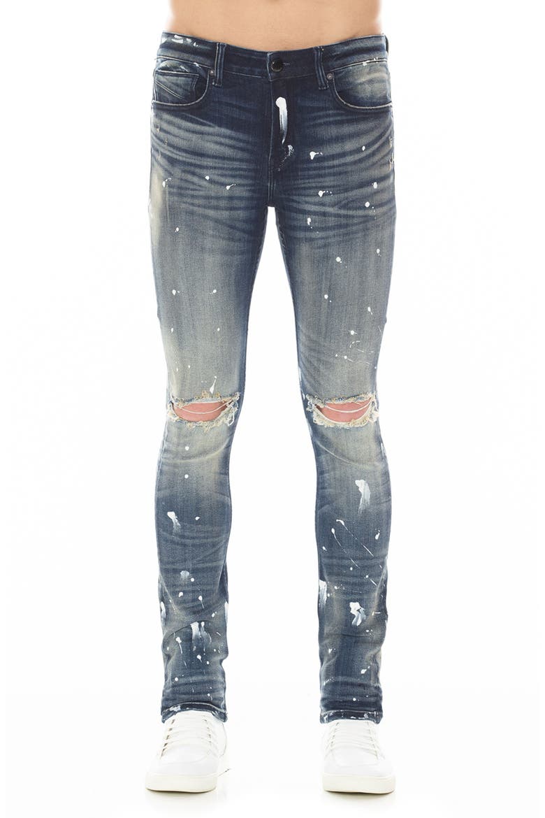 Strat Ripped Super Skinny Jeans, Main, color, GUAC