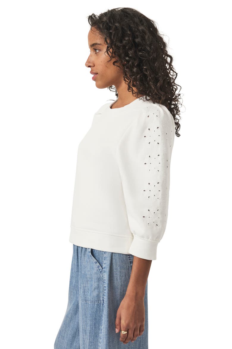 Rory Embroidered Eyelet Sleeve Sweatshirt, Alternate, color, MOONSTONE