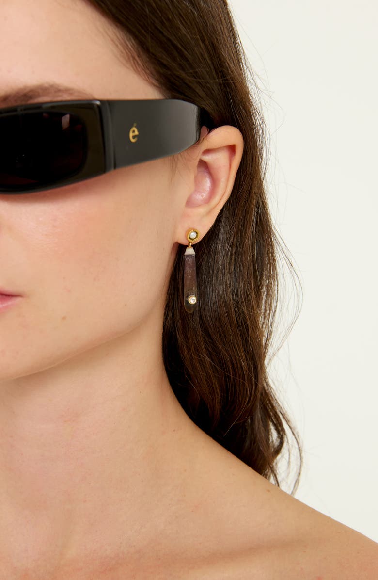 Éliou Spina Mismatched Drop Earrings, Alternate, color, Brown