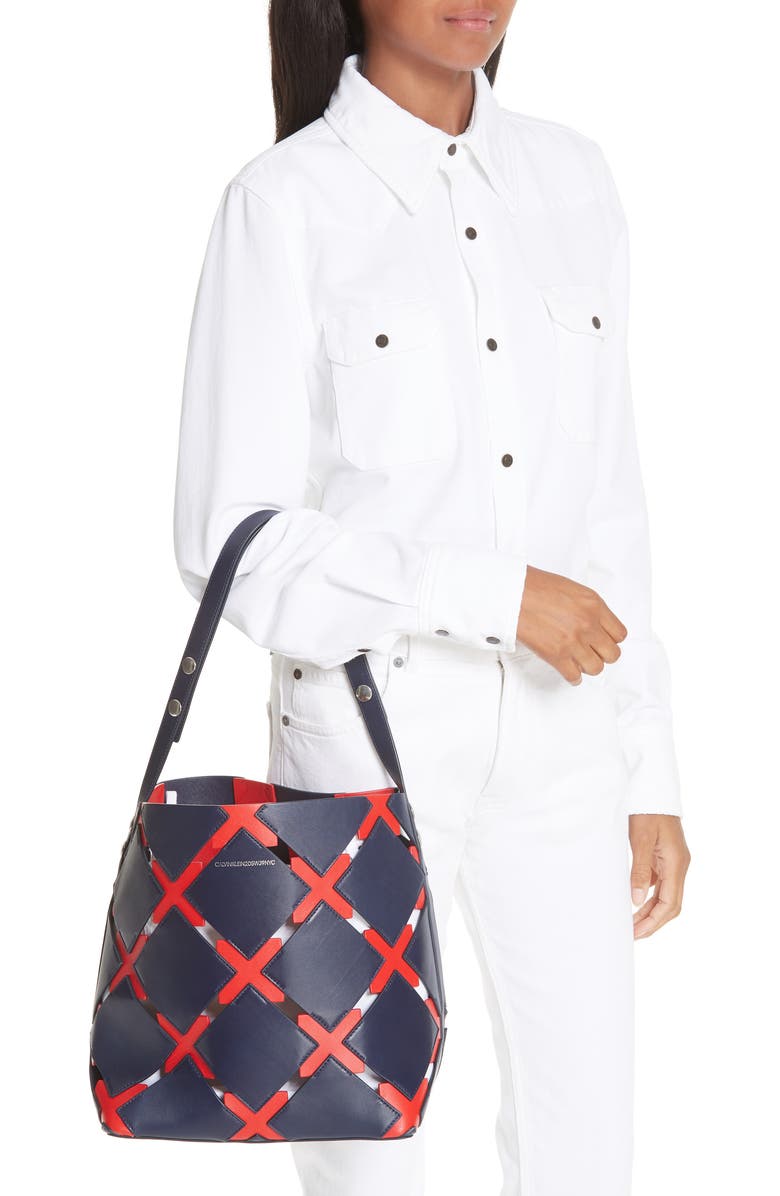 CALVIN KLEIN 205W39NYC Patchwork Quilt Leather Bucket Bag, Alternate, color,