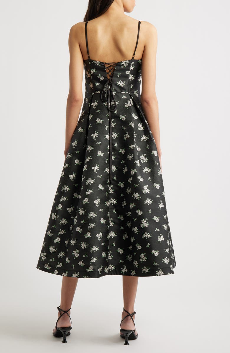 Lulus Quinn Floral Midi Cocktail Dress, Alternate, color, Black Multi