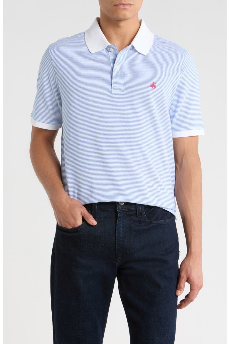 Cotton Oxford Piqué Knit Polo, Main, color, BLUE
