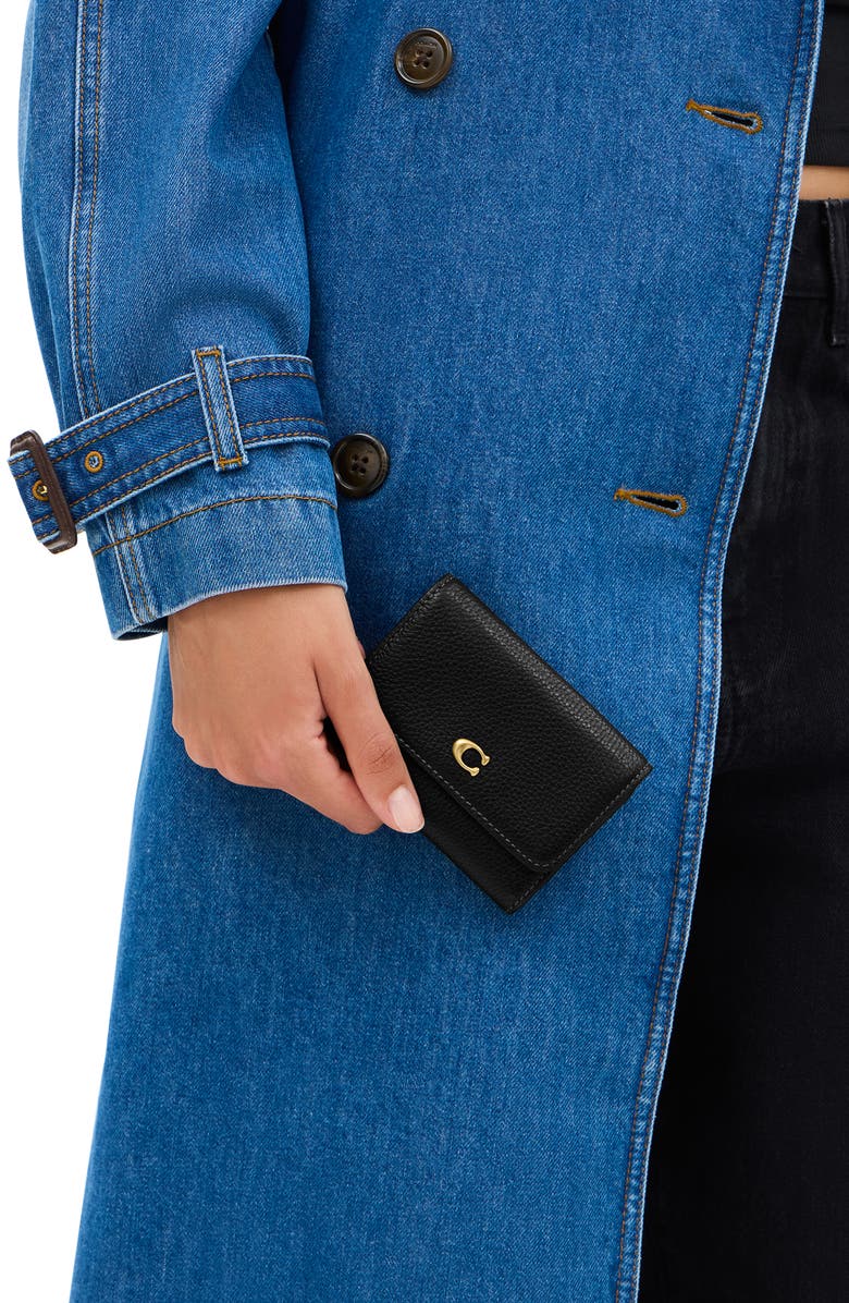 COACH Essential Leather Card Holder, Alternate, color, B4/Black