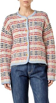 English Factory Textured Stripe Wool Blend Jacket