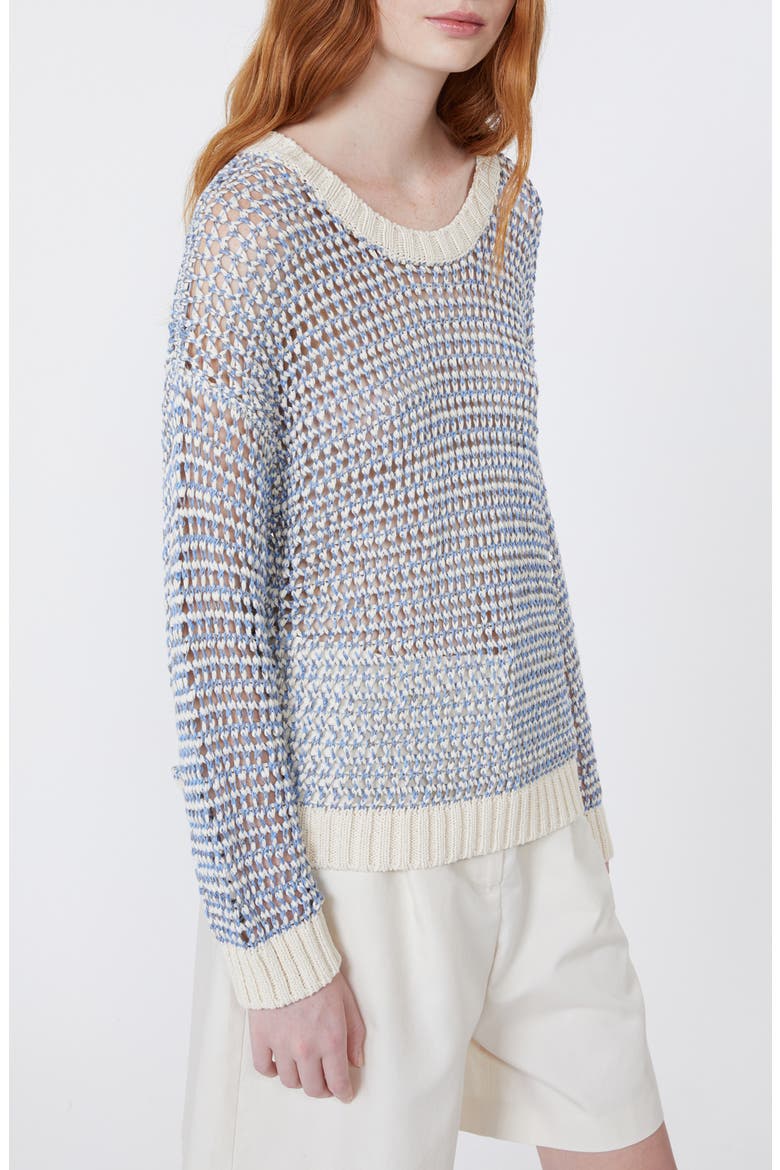 Open Stitch Crewneck Sweater, Alternate, color, LIGHT BLUE
