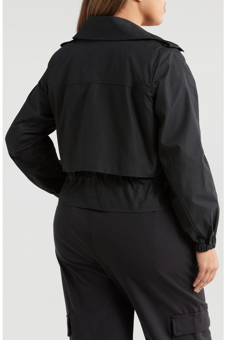 Leonard Water Repellent Double Breasted Crop Trench Jacket, Alternate, color, BLACK