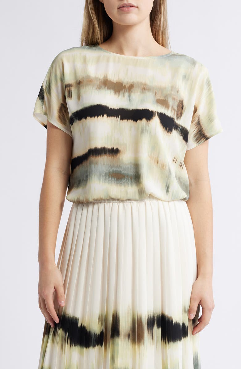 Anne Klein Abstract Print Short Sleeve Top, Main, color,