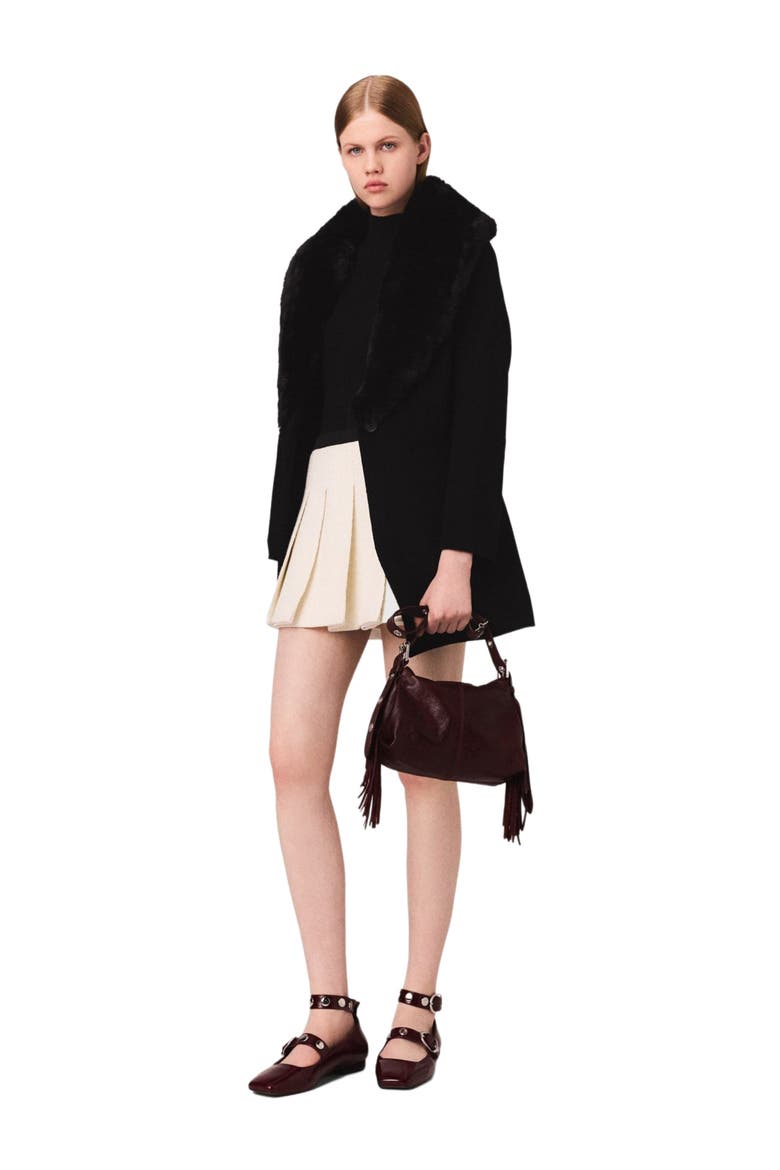 Double-faced mid-length coat, Main, color, Black