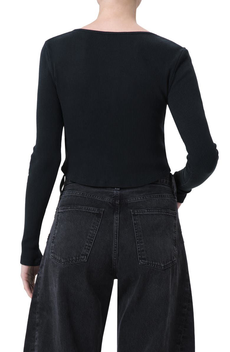 AGOLDE Nova Long Sleeve Crop Rib T-Shirt, Alternate, color, Beetle
