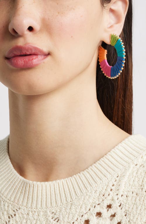 Nordstrom Raffia Wrapped Flat Hoop Earrings