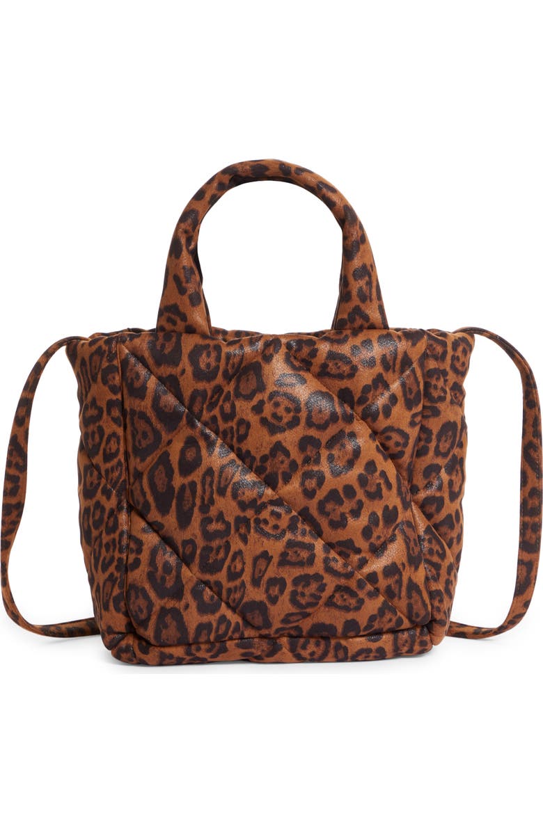 Stand Studio Rosanne Leopard Print Quilted Top Handle Bag, Main, color,