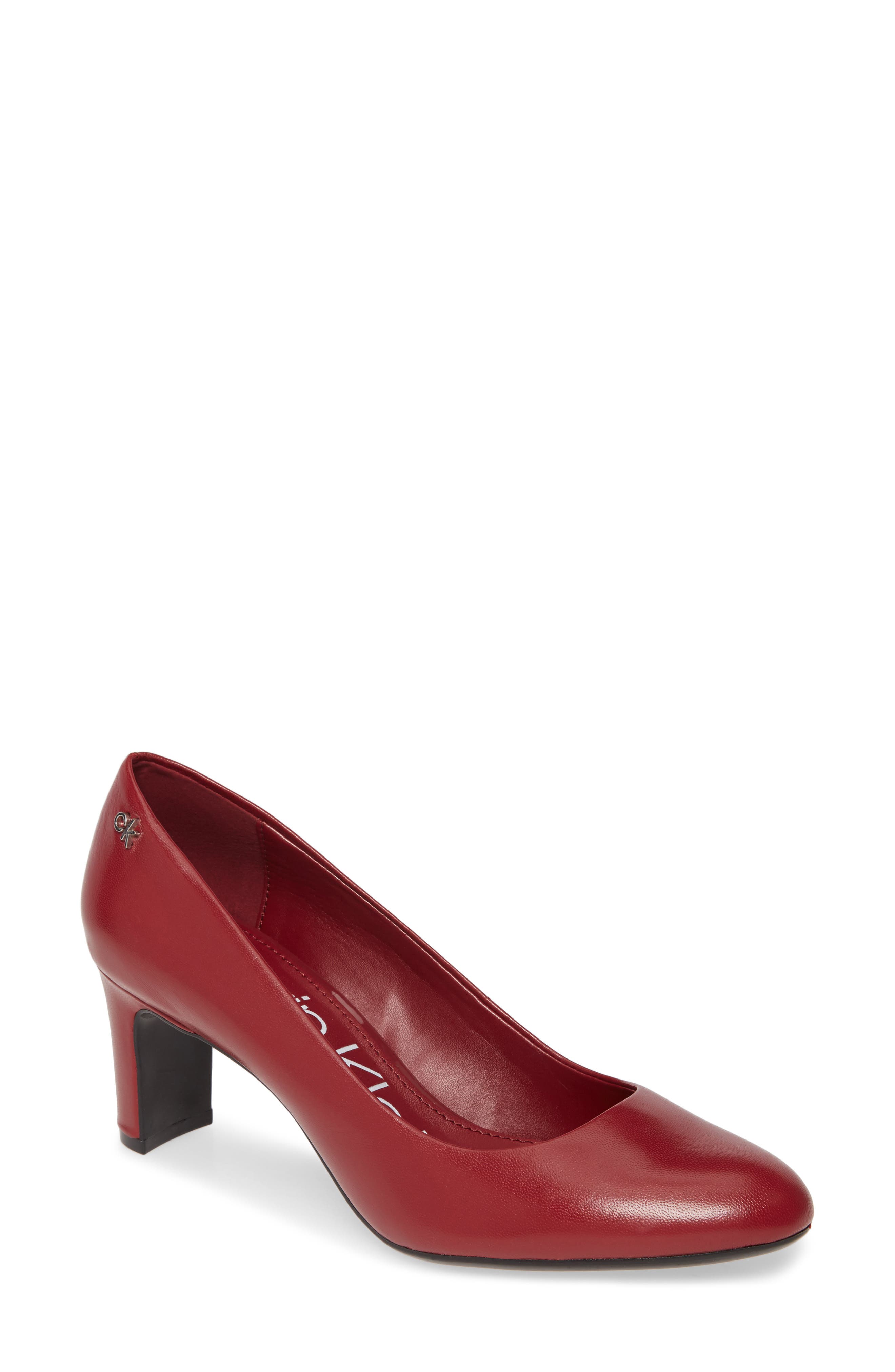 Oksa Pump, Main, color, BARN RED LEATHER