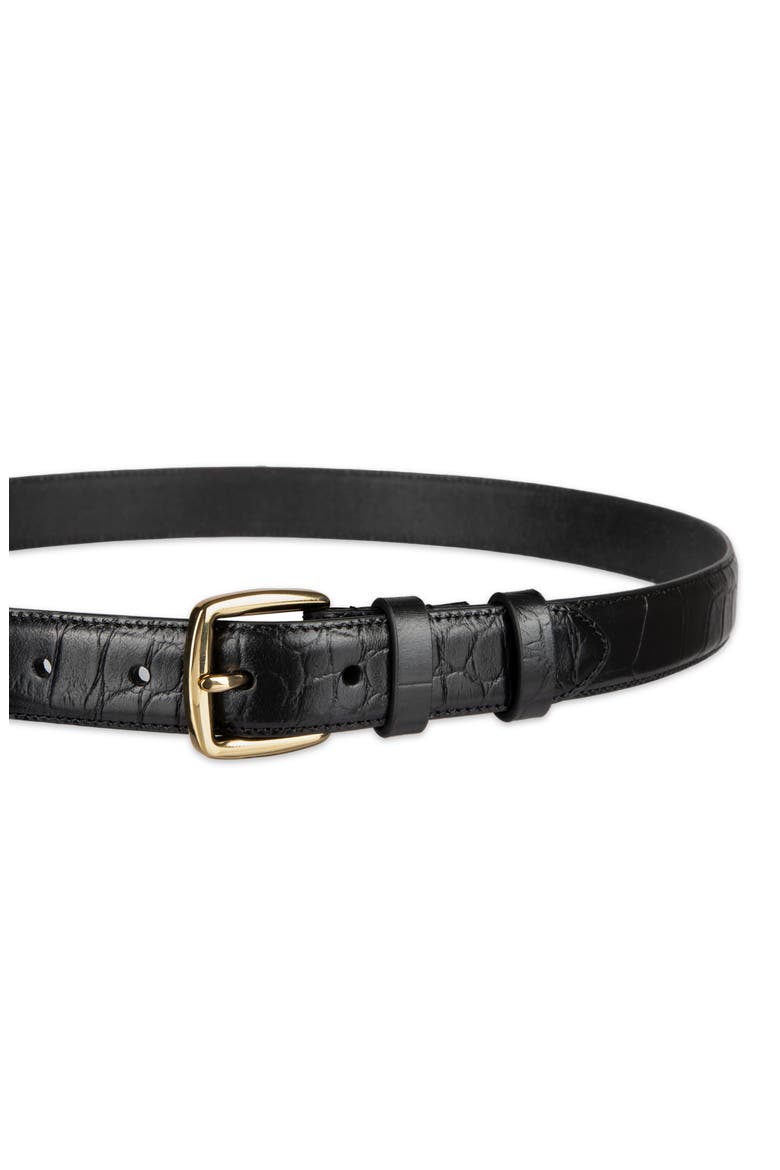 Feather Edge Leather Belt, Alternate, color, BLACK CROC