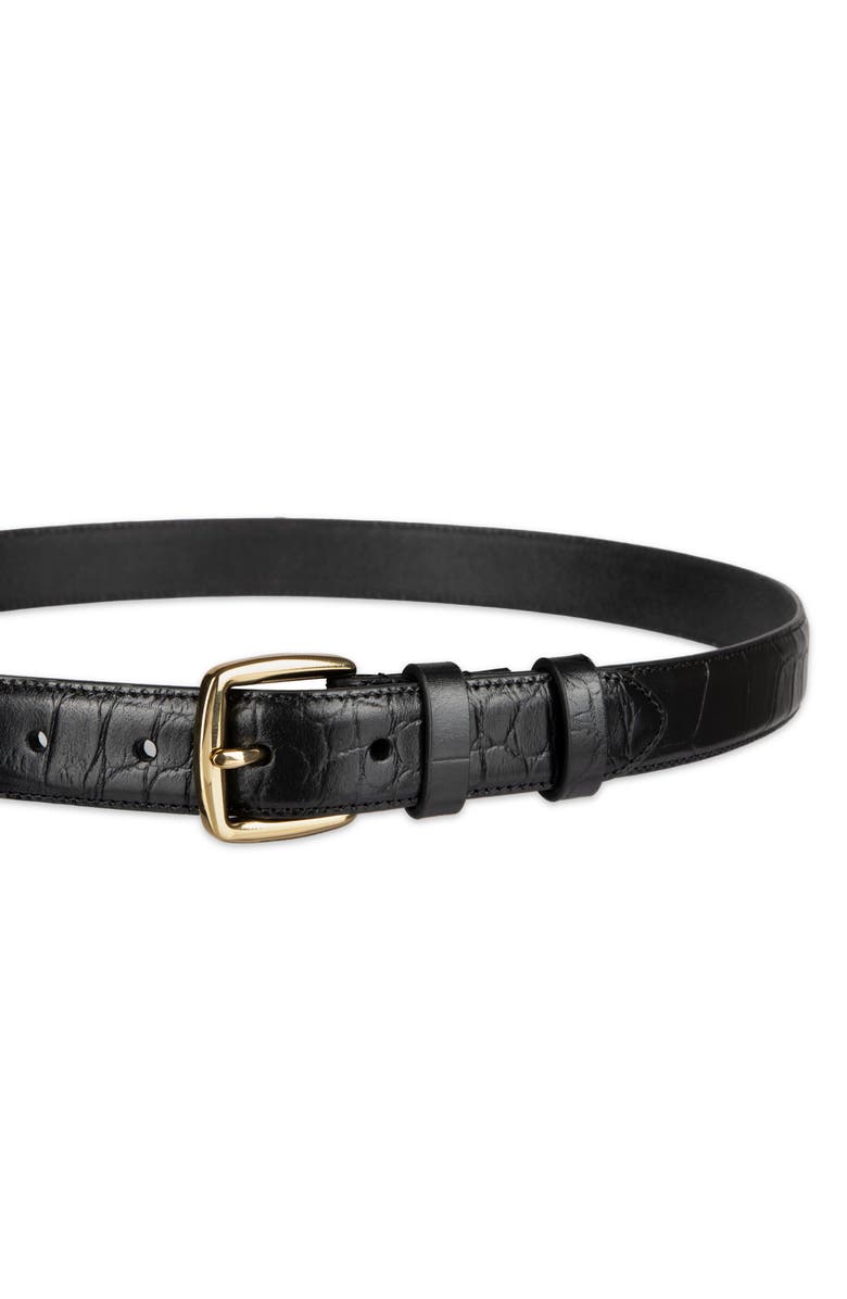 Cole Haan Feather Edge Leather Belt, Alternate, color, Black Croc